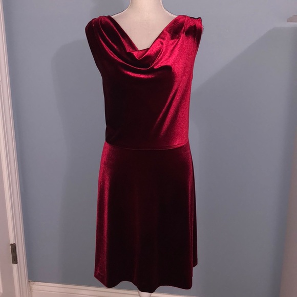 Talbots petite velvet sleeveless cowl neck midi dress - Picture 2 of 7